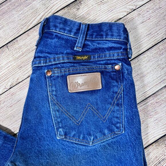Wrangler Men's 30 Cowboy Cut Fit Denim Blue Jeans Hemmed to 28 1/2" - Picture 9 of 10